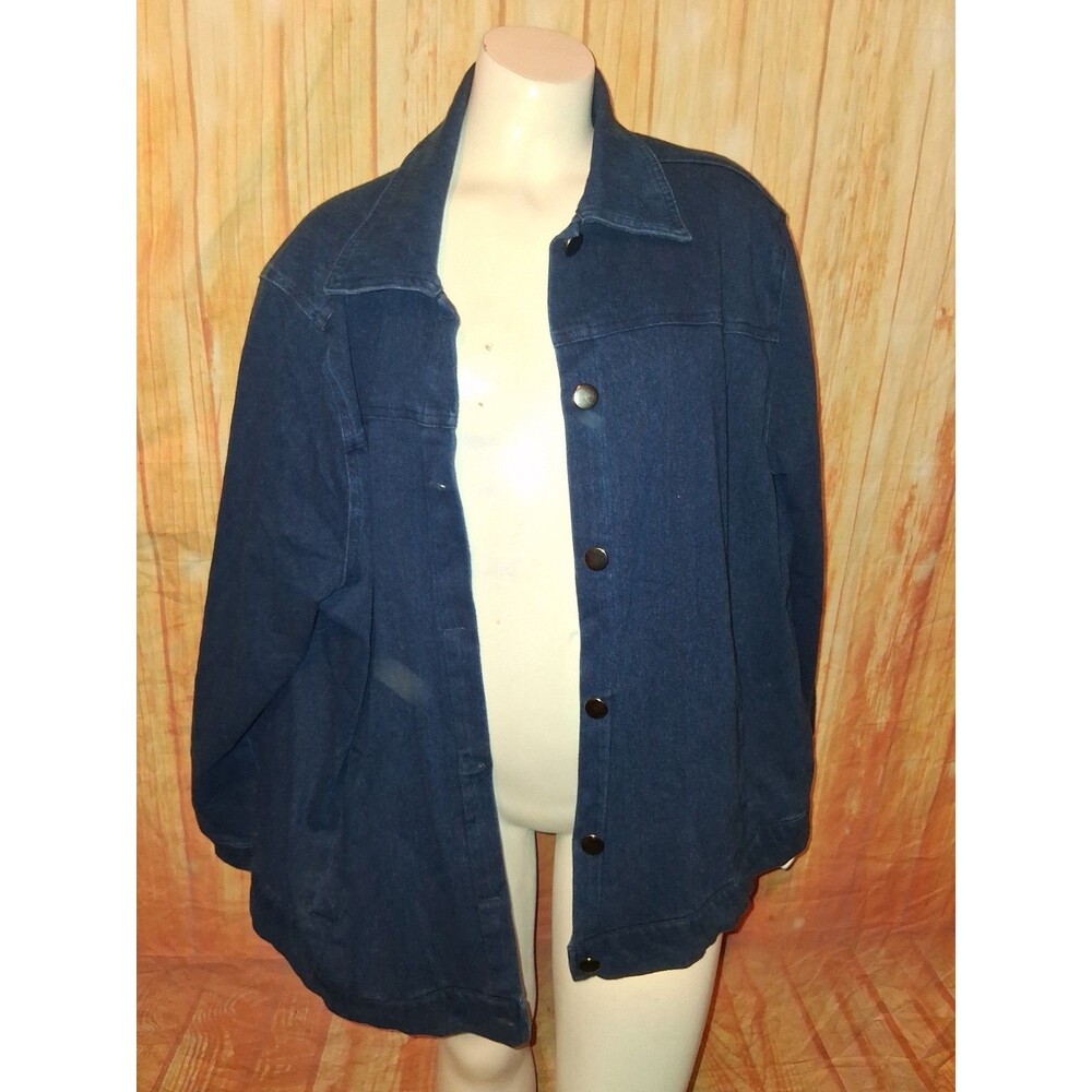 Emily Daniels Dark Blue Long Sleeve Button Up Jacket Sz 2X